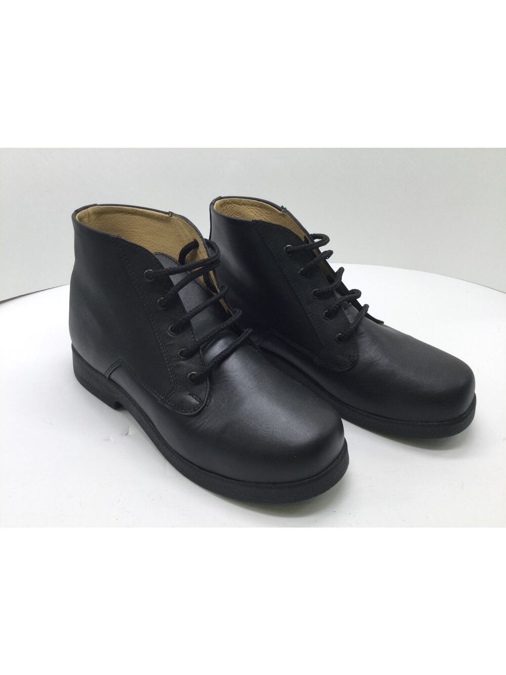 Simply Black Shoes Black Leather Lace Up Boot Womens 7 New